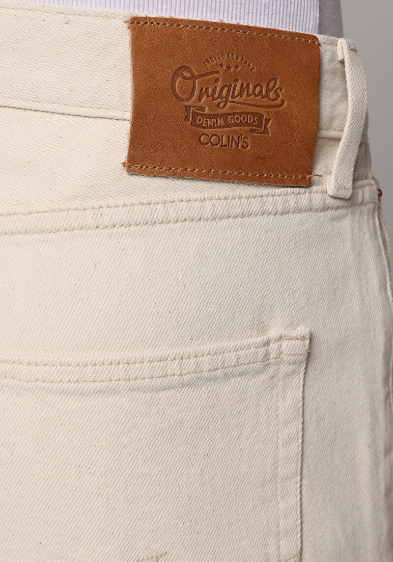 Regular Fit   Erkek Ecru Denim Jean Pantolon