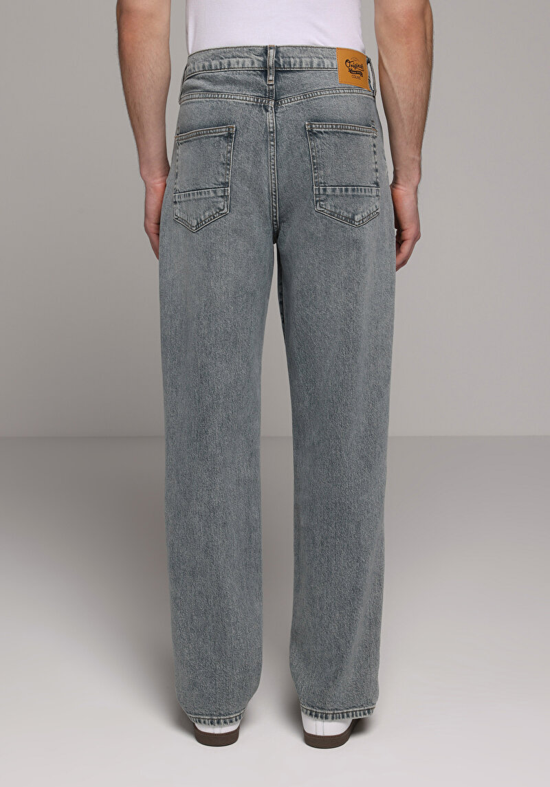 Loose Relaxed Fit Erkek Green Cast Denim Jean Pantolon
