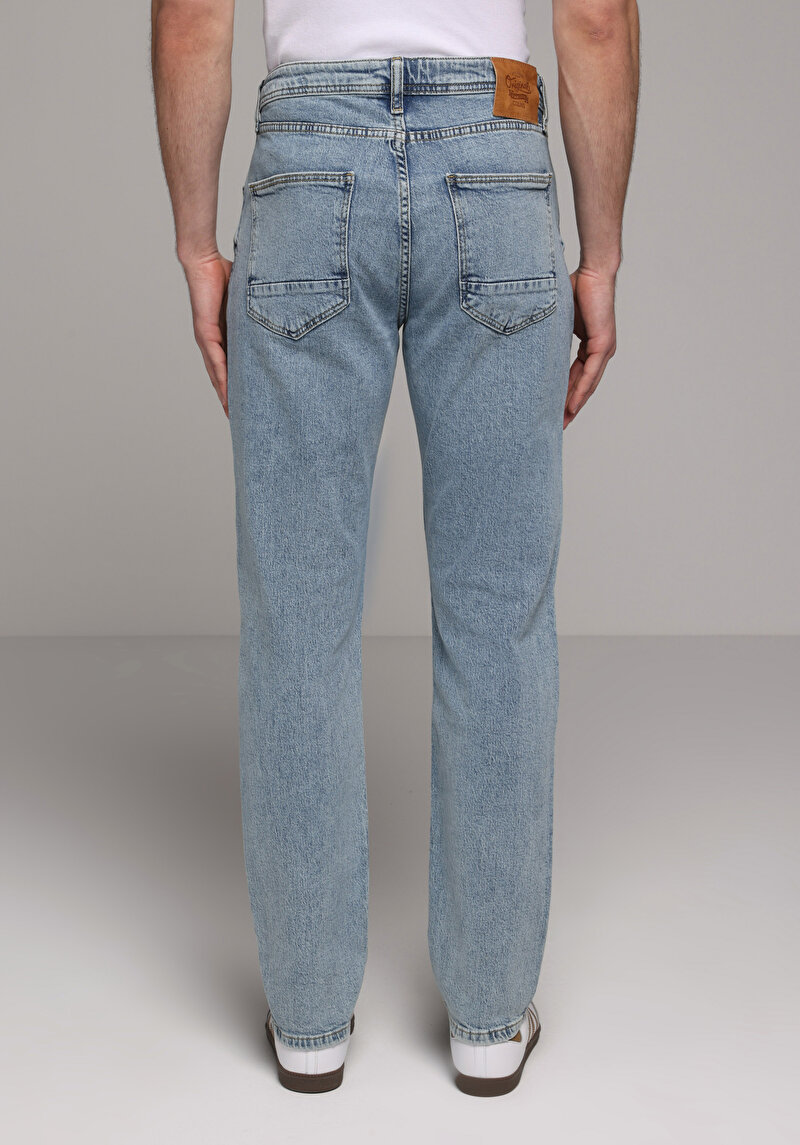 Straight Fit   Erkek Light İndigo Denim Jean Pantolon