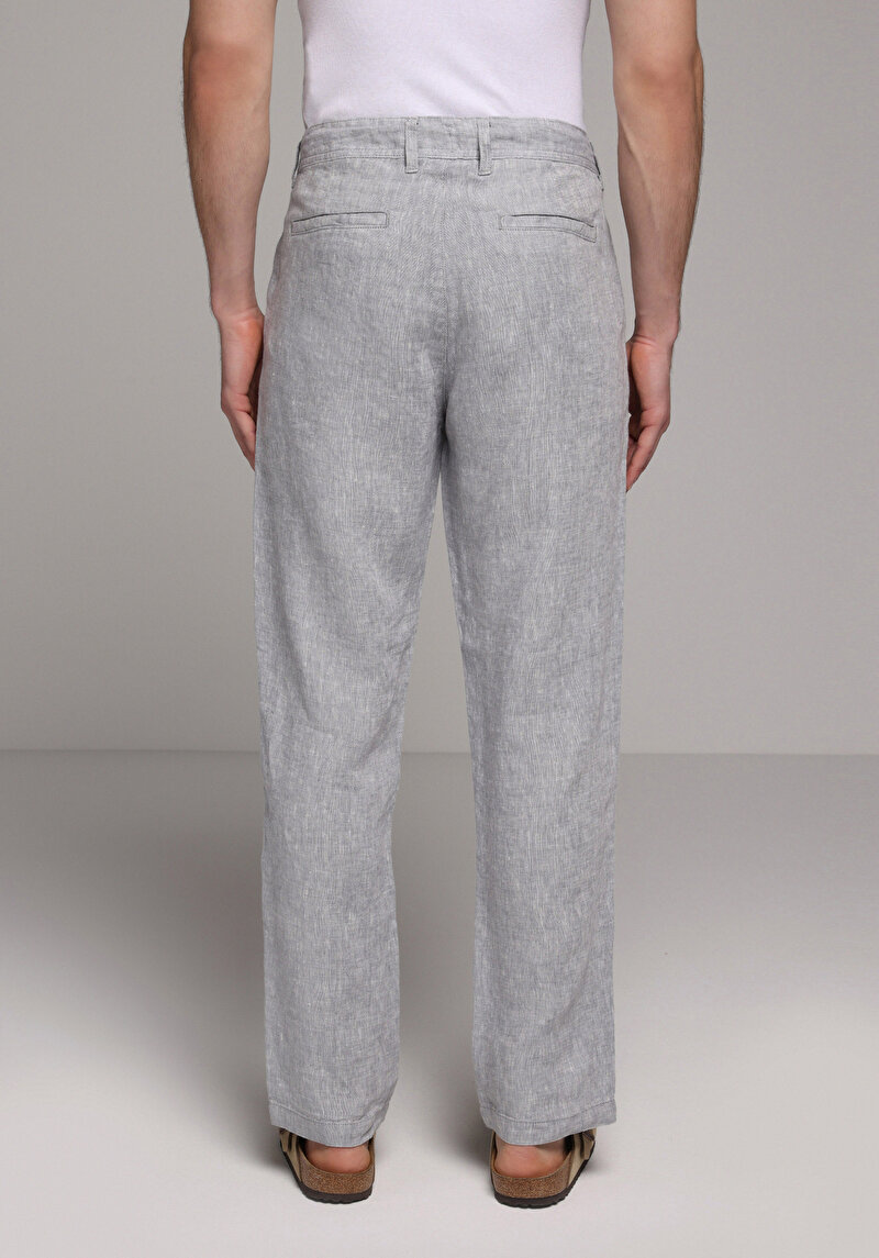 Regular Fit Orta Bel Düz Paça Erkek Gri Pantolon