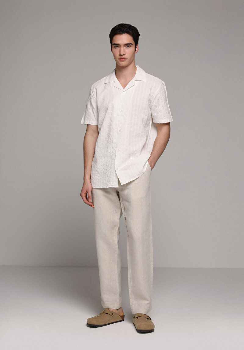 Regular Fit Orta Bel Düz Paça Erkek Taş  Pantolon