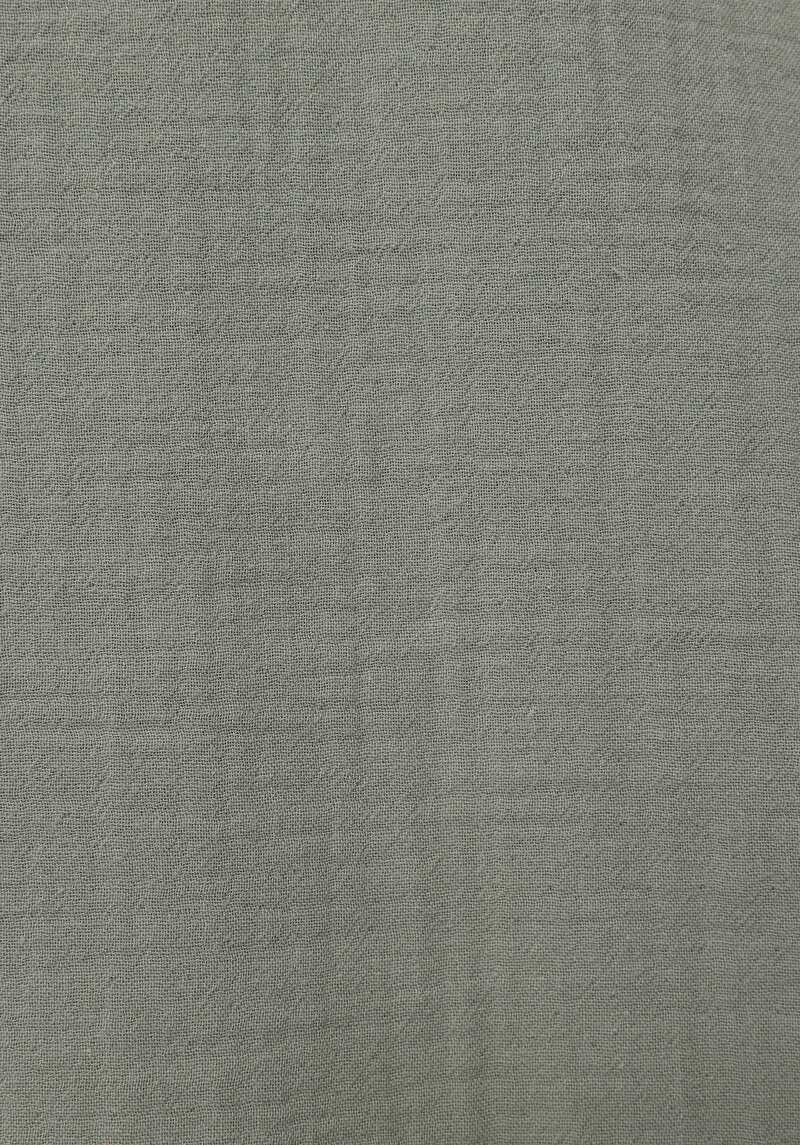 Relaxed Fit Shirt Neck Düz Erkek Yeşil Uzun Kol Gömlek