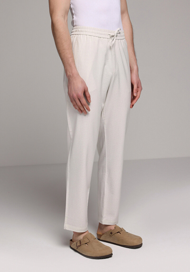 Slim Fit Orta Bel Düz Paça Erkek Taş Pantolon