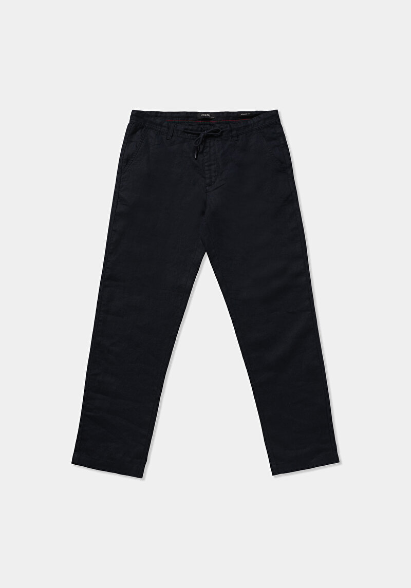 Regular Fit Orta Bel Düz Paça Erkek Lacivert  Pantolon