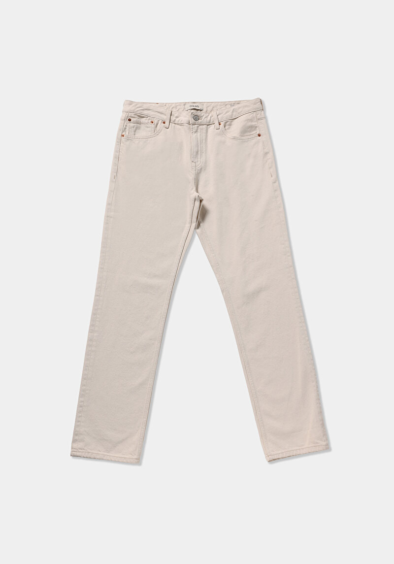 Regular Fit   Erkek Ecru Denim Jean Pantolon