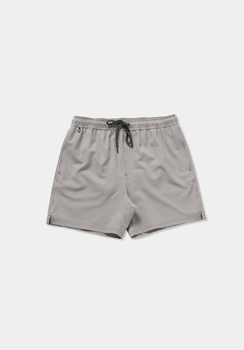 Slim Fit Çizgili Erkek Antrasit Deniz Şortu