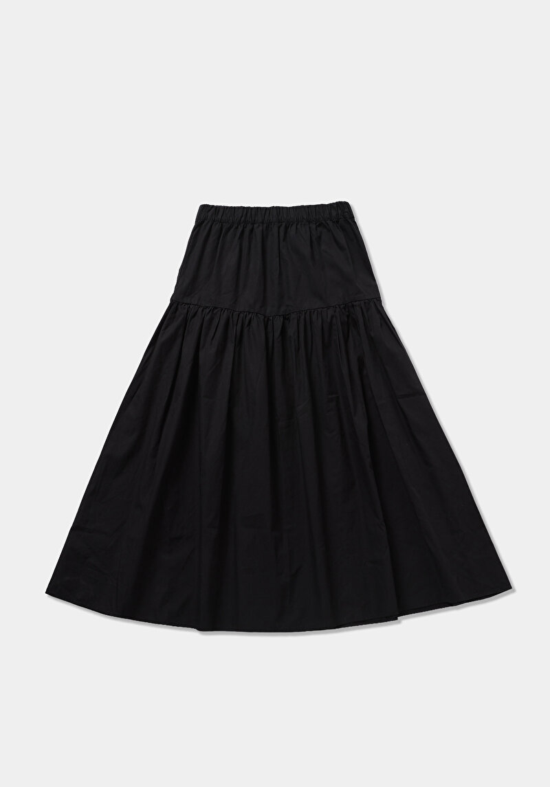 Maxi Length Düz  Kadın Siyah Etek