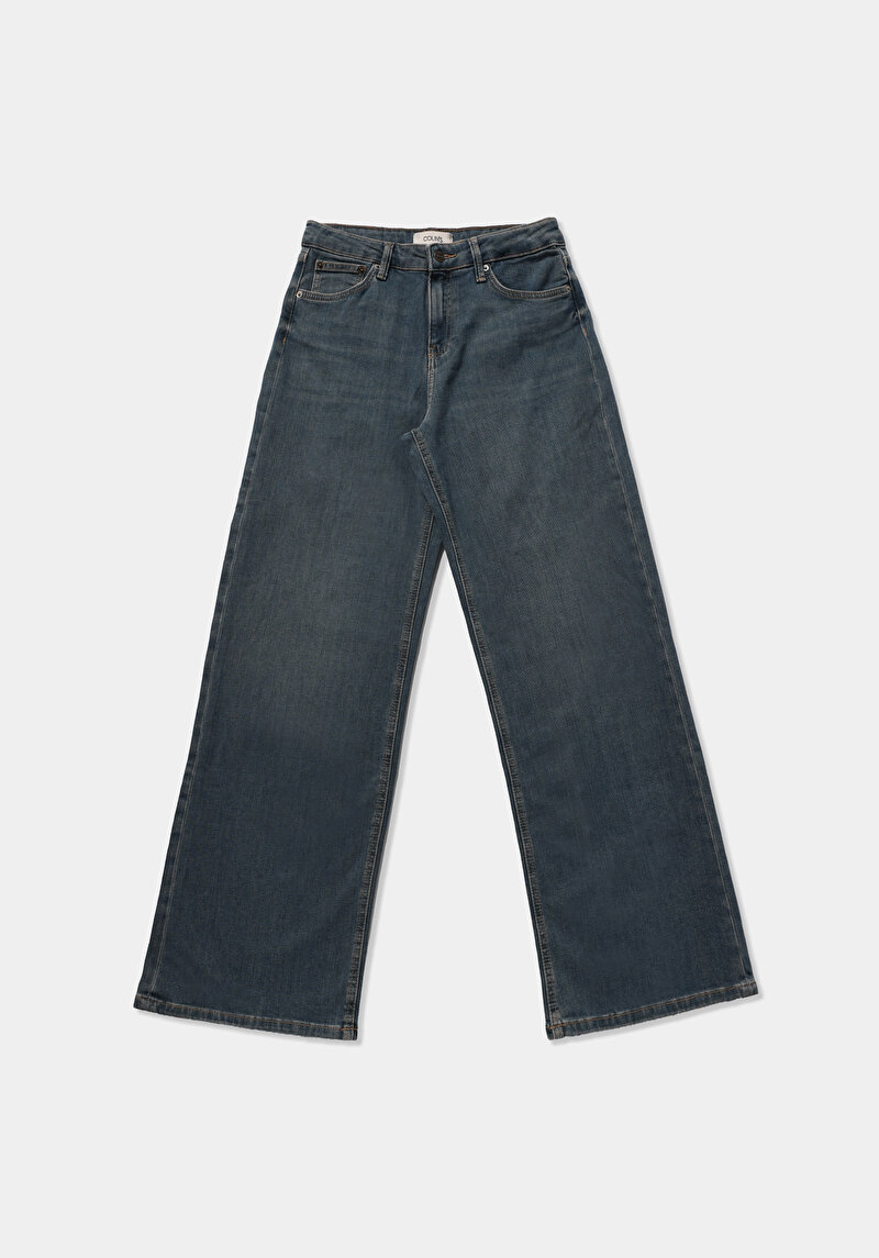 Regular Fit   Kadın Over Dyed Denim Jean Pantolon