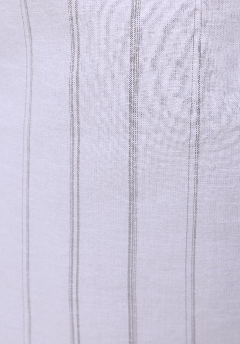 Regular Fit Shirt Neck Çizgili Erkek Beyaz Uzun Kol Gömlek