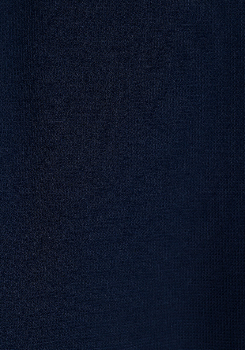 Regular Fit Shirt Neck Düz Erkek Lacivert Kısa Kol Gömlek