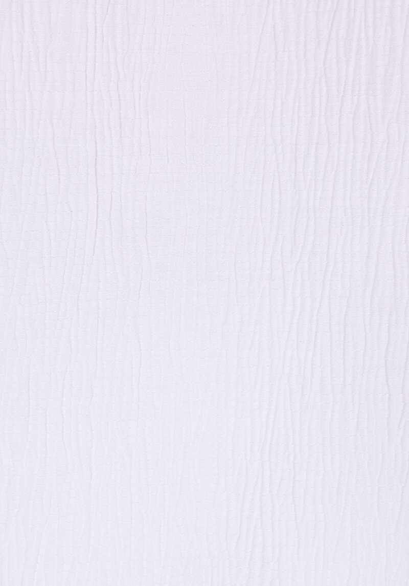 Regular Fit Shirt Neck Jakarlı Erkek Beyaz Kısa Kol Gömlek