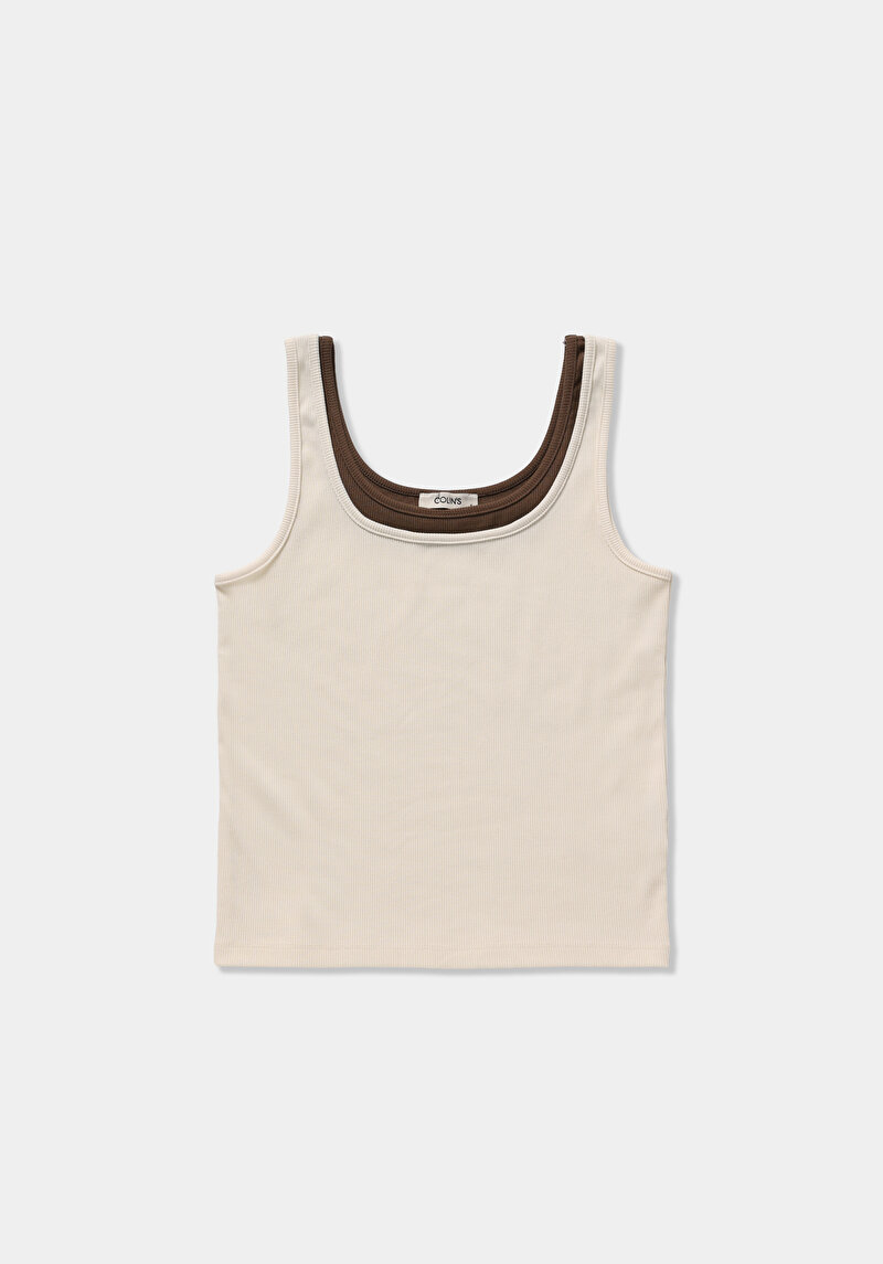 Slim Fit   Kadın Ekru Atlet