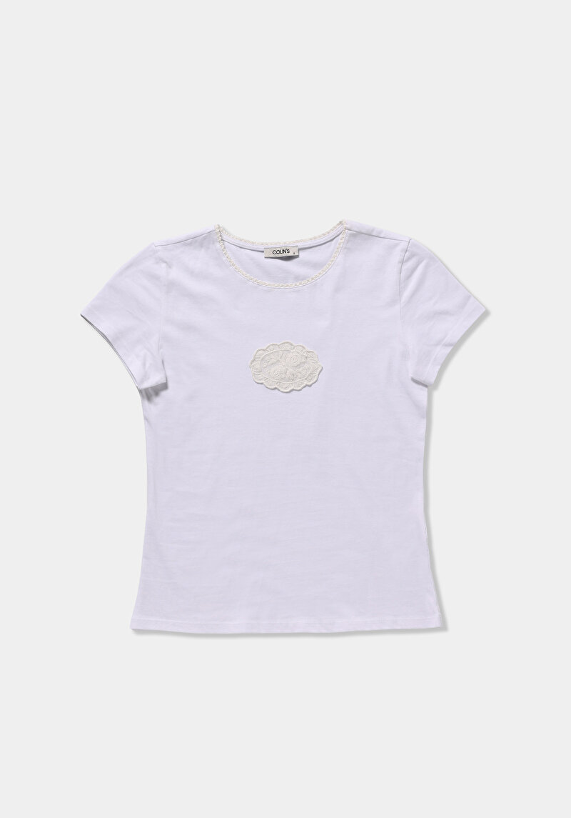 Slim Fit Yuvarlak Yaka Düz Kadın Beyaz Kısa Kol Tişört