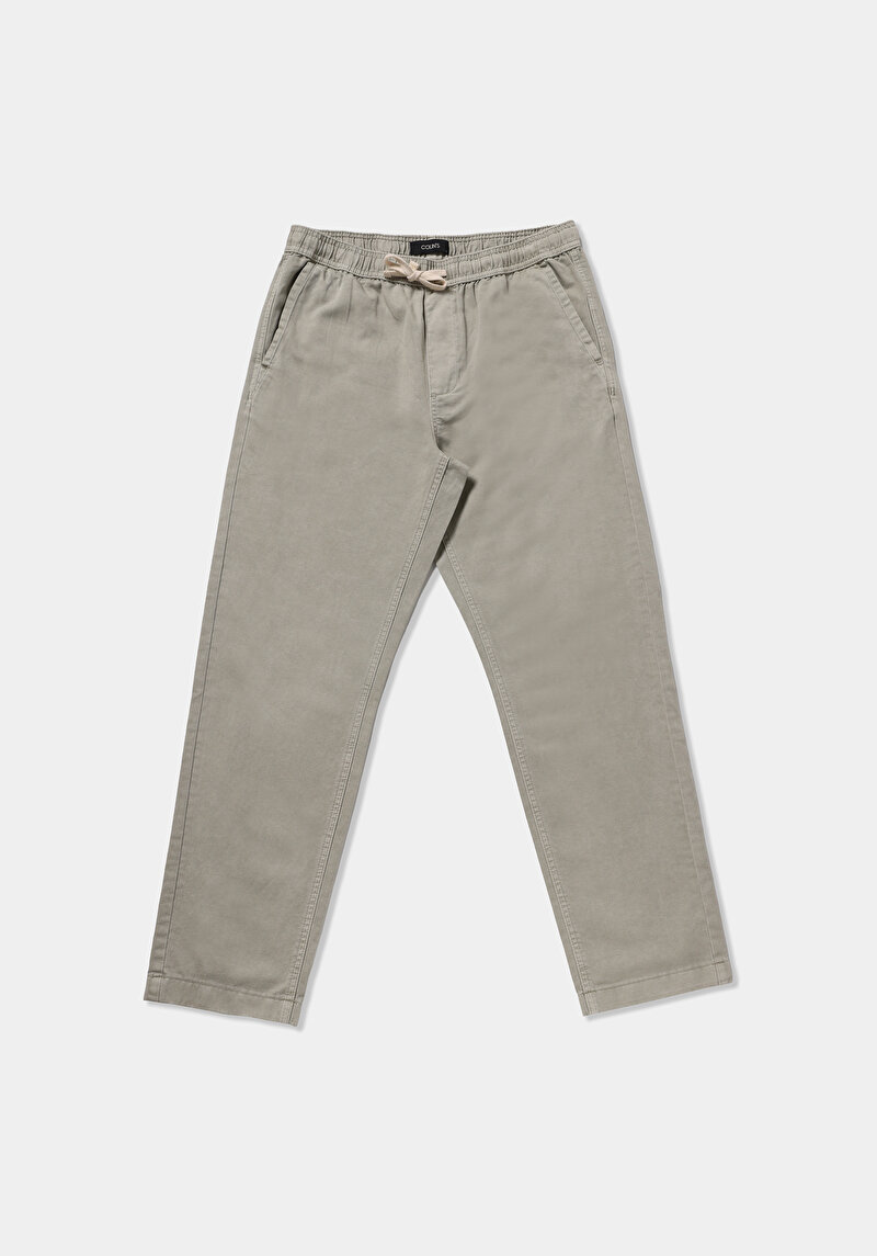 Regular Fit Orta Bel Düz Paça Erkek Yeşil  Pantolon