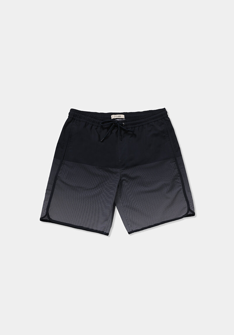Slim Fit Baskılı Erkek Lacivert Deniz Şortu
