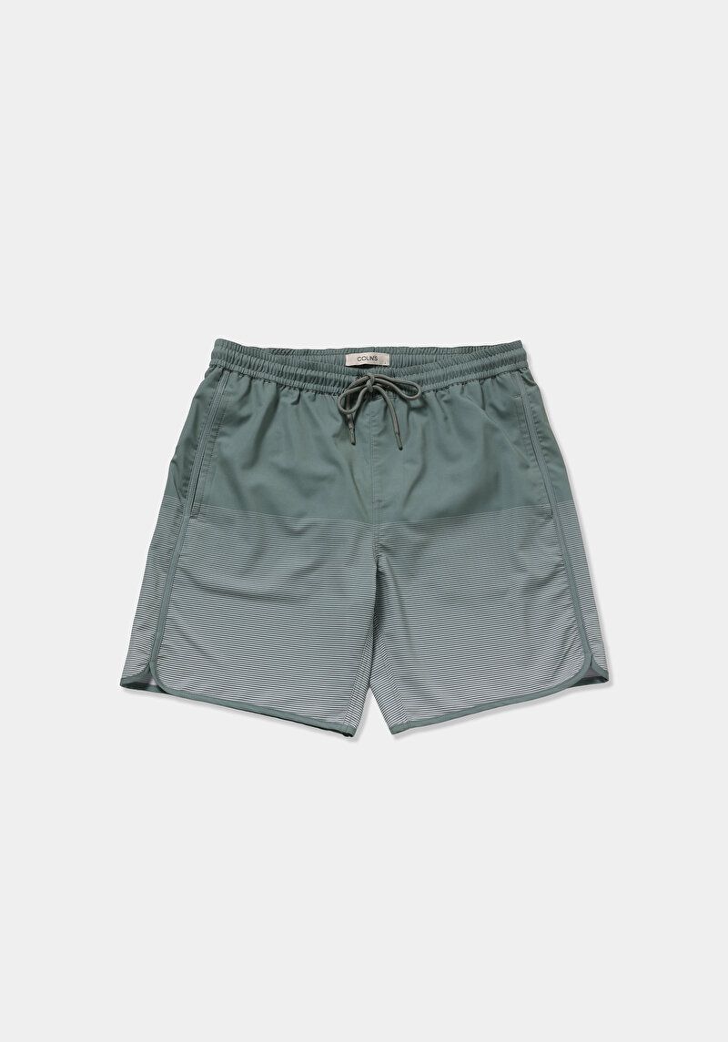 Slim Fit Baskılı Erkek Yeşil Deniz Şortu