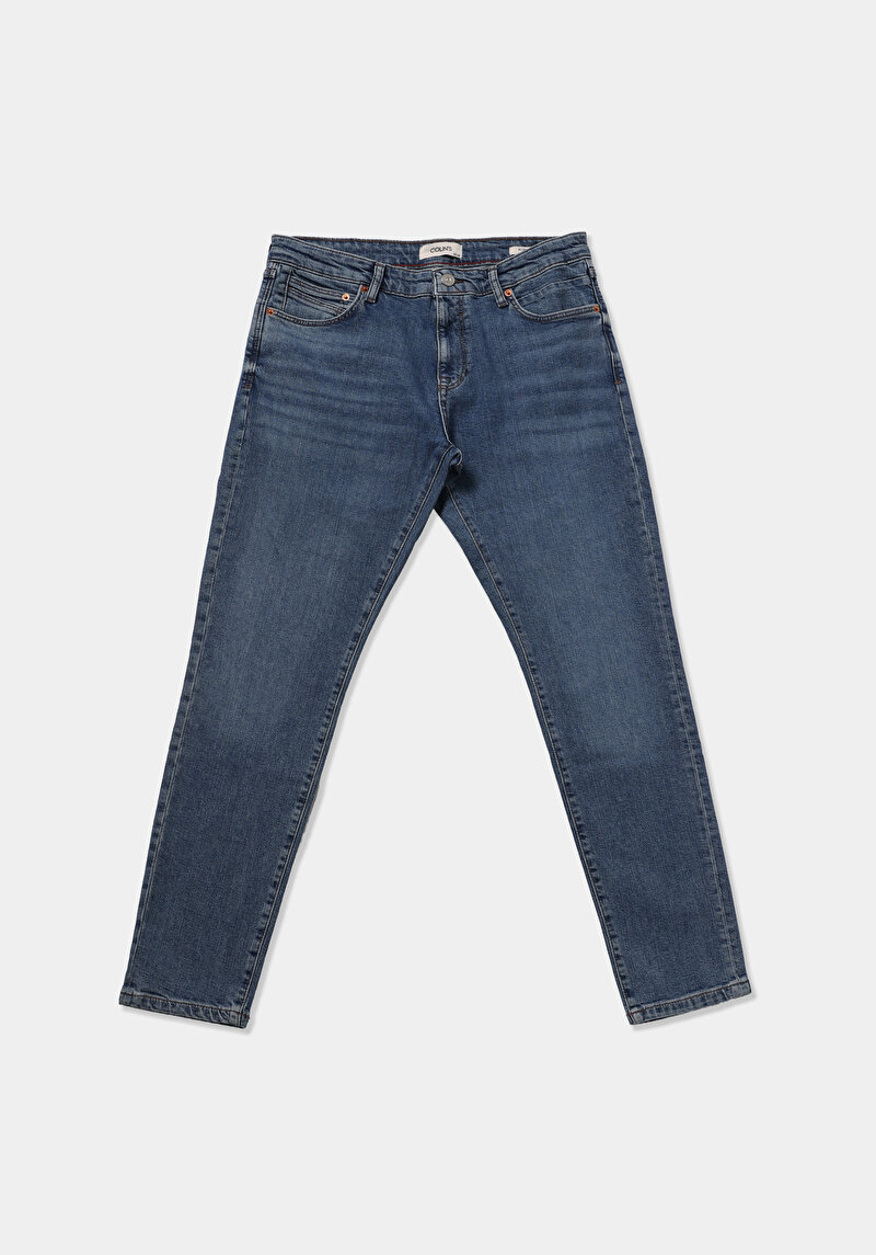 Slim Fit   Erkek Mid İndigo Denim Jean Pantolon