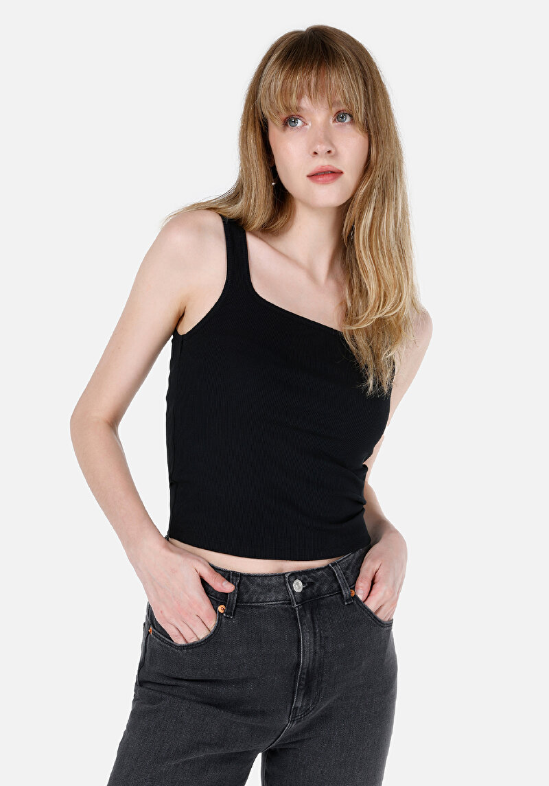 Slim Fit Kadın Siyah Atlet