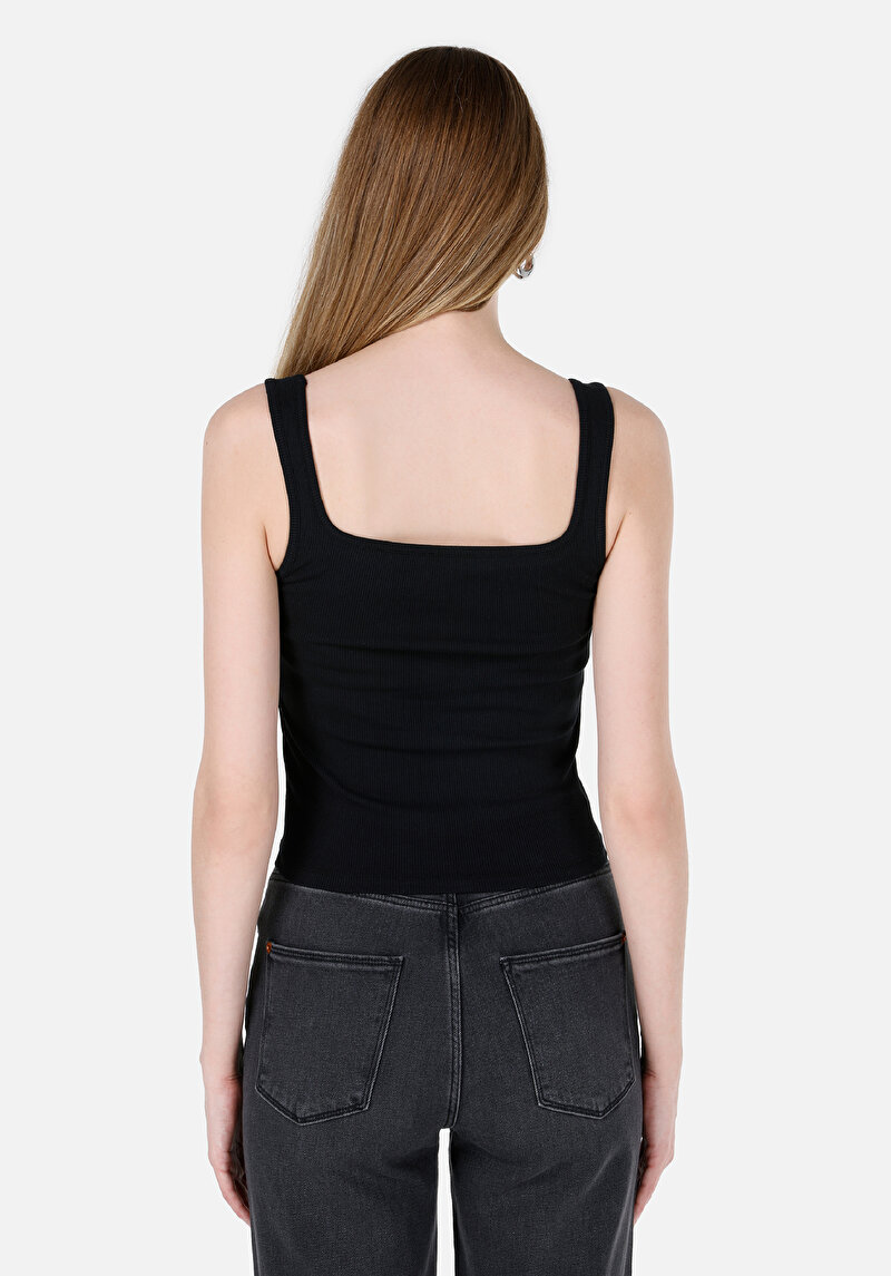 Slim Fit Kadın Siyah Atlet