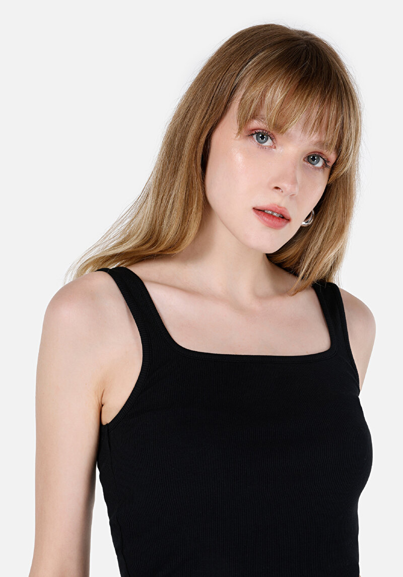 Slim Fit Kadın Siyah Atlet