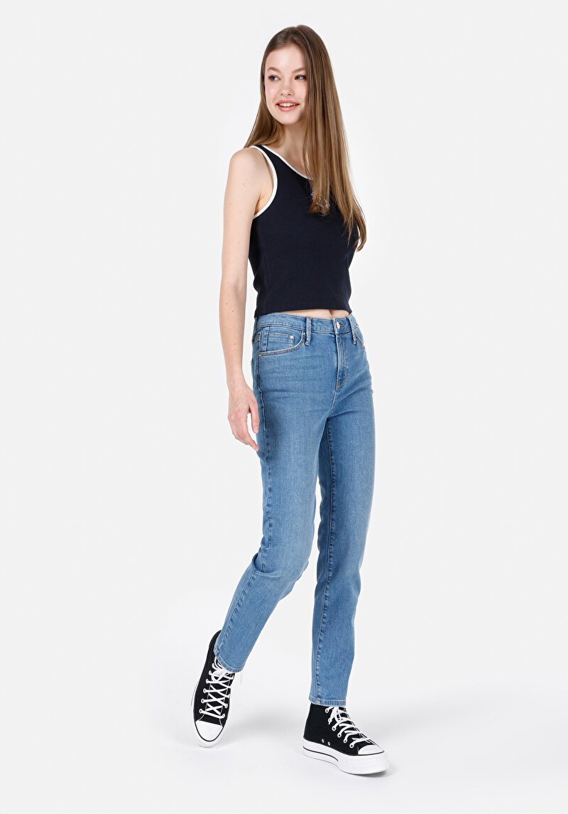 Slim Fit Kadın İndigo Jean Pantolon