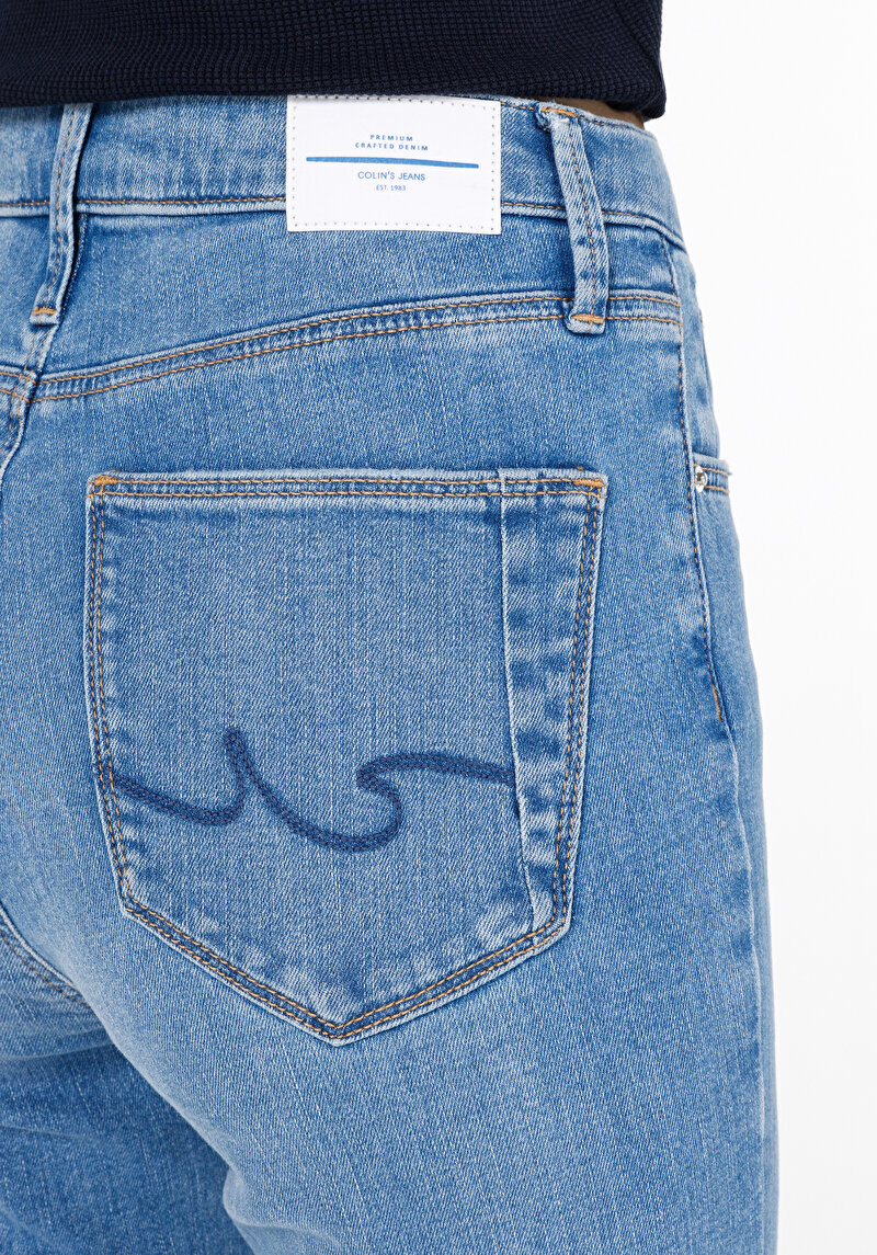 Slim Fit   Kadın İndigo Jean Pantolon