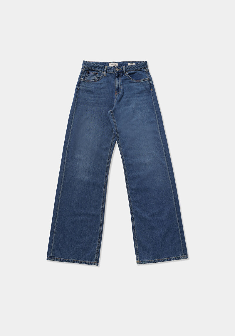 Regular Fit   Kadın Mid İndigo Denim Jean Pantolon
