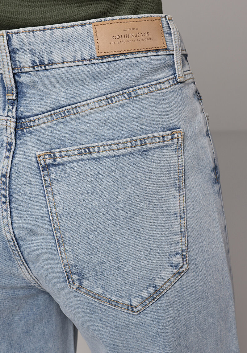 Regular Fit Yüksel Bel Geniş Paça Kadın Denim Jean Pantolon