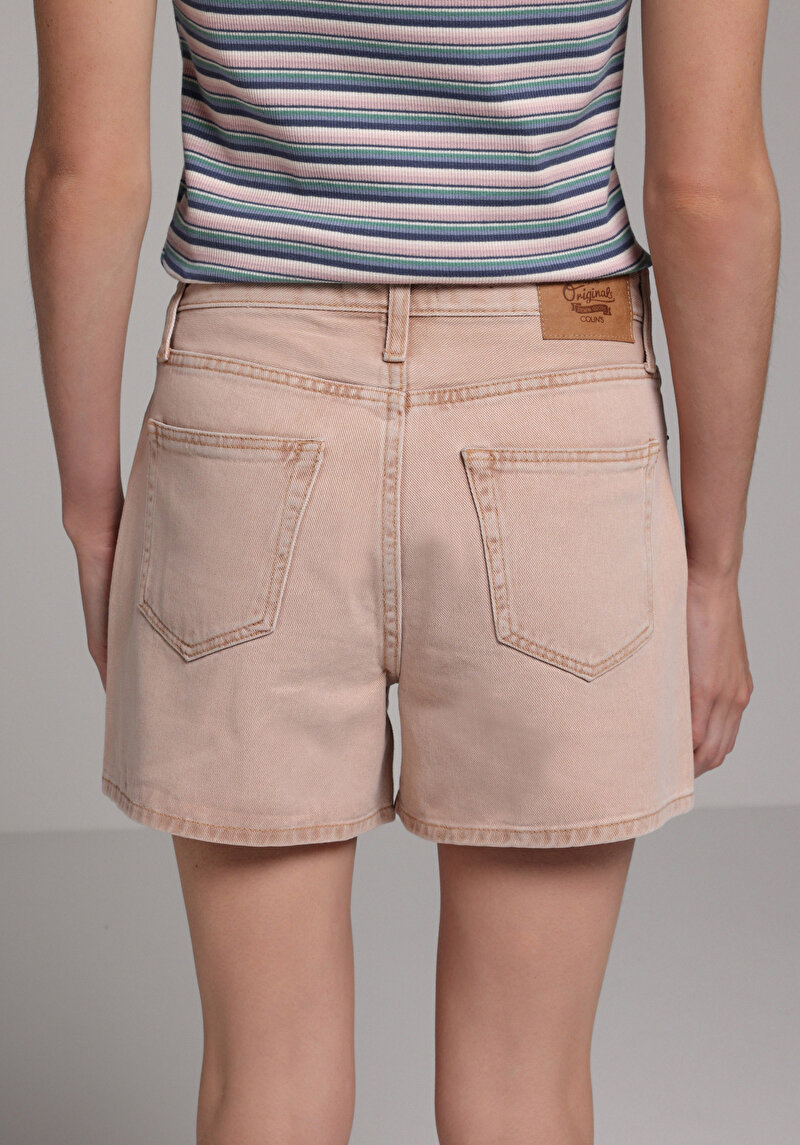 Regular Fit Orta Bel Düz Kadın Colour Denim Jean Şort