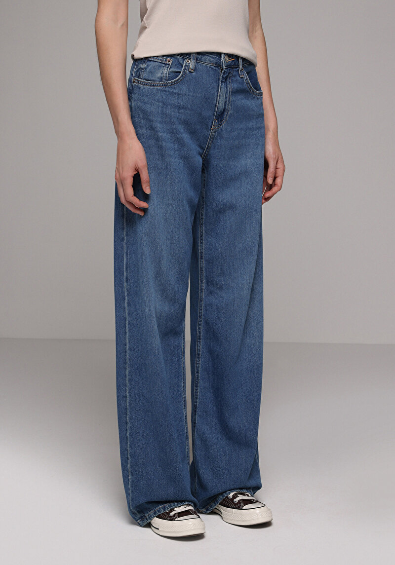 Regular Fit Kadın Mid İndigo Denim Jean Pantolon