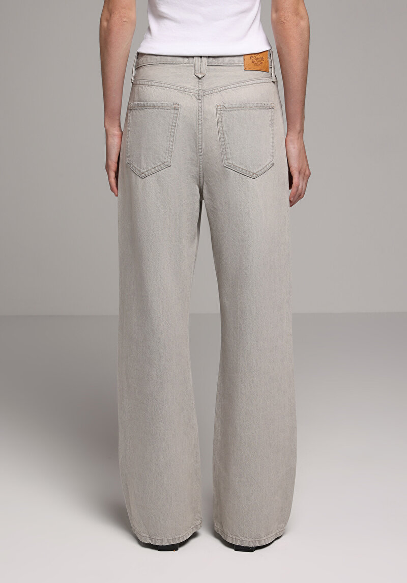 Straight Fit Kadın Grey Denim Jean Pantolon