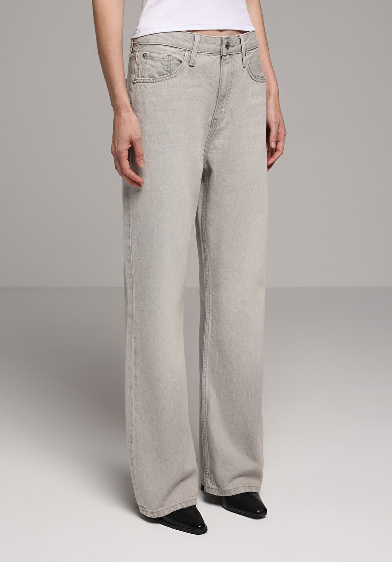 Straight Fit Kadın Grey Denim Jean Pantolon