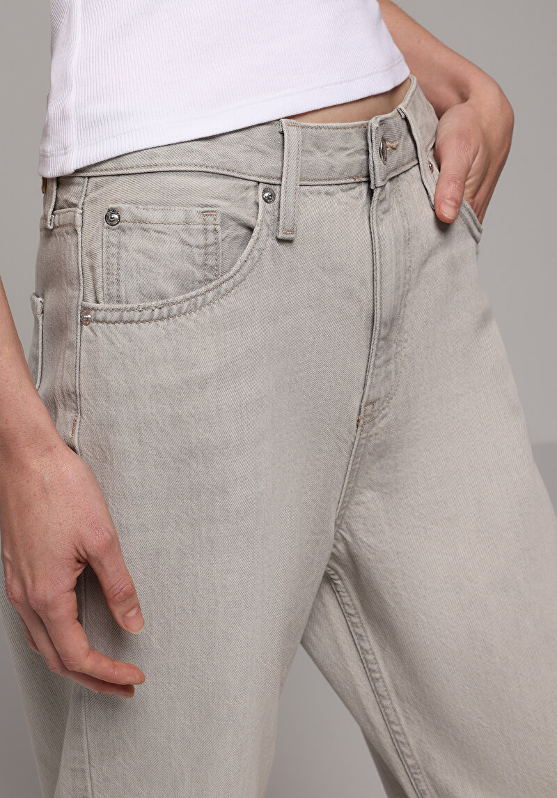 Straight Fit   Kadın Grey Denim Jean Pantolon