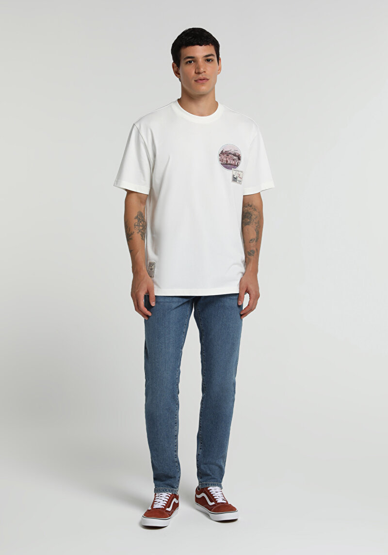 Slim Fit   Erkek Mid İndigo Denim Jean Pantolon