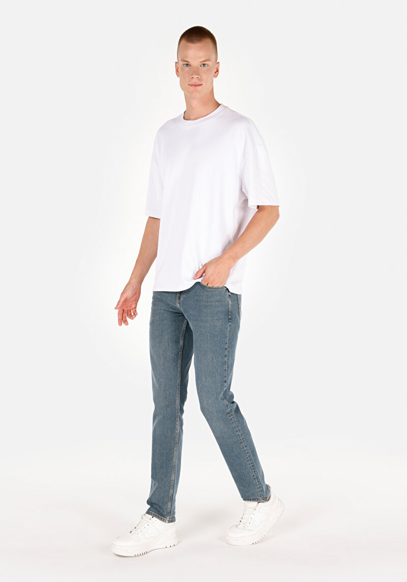Straight Fit Erkek Green Cast Denim Jean Pantolon