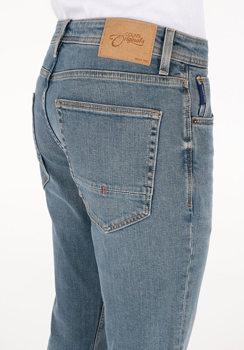 Straight Fit   Erkek Green Cast Denim Jean Pantolon