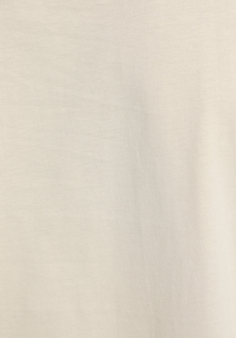 Comfort Fit Yuvarlak Yaka Düz Erkek Bej Kısa Kol Tişört