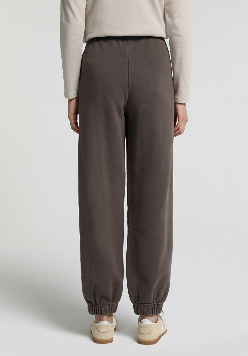 Regular Fit Orta Bel Düz Kadın Kahverengi Eşofman Altı
