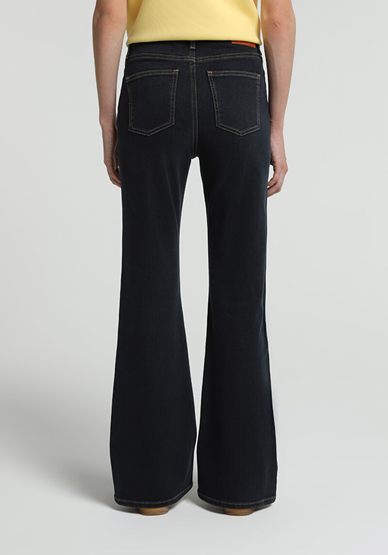 Flare Fit Kadın Blue Black Denim Jean Pantolon