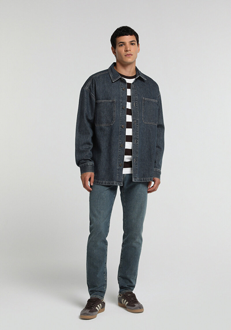 Slim Fit Erkek Over Dyed Denim Jean Pantolon