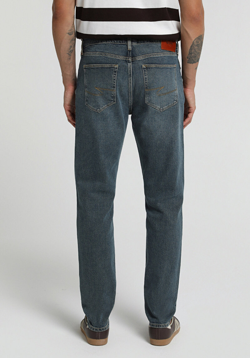Slim Fit   Erkek Over Dyed Denim Jean Pantolon