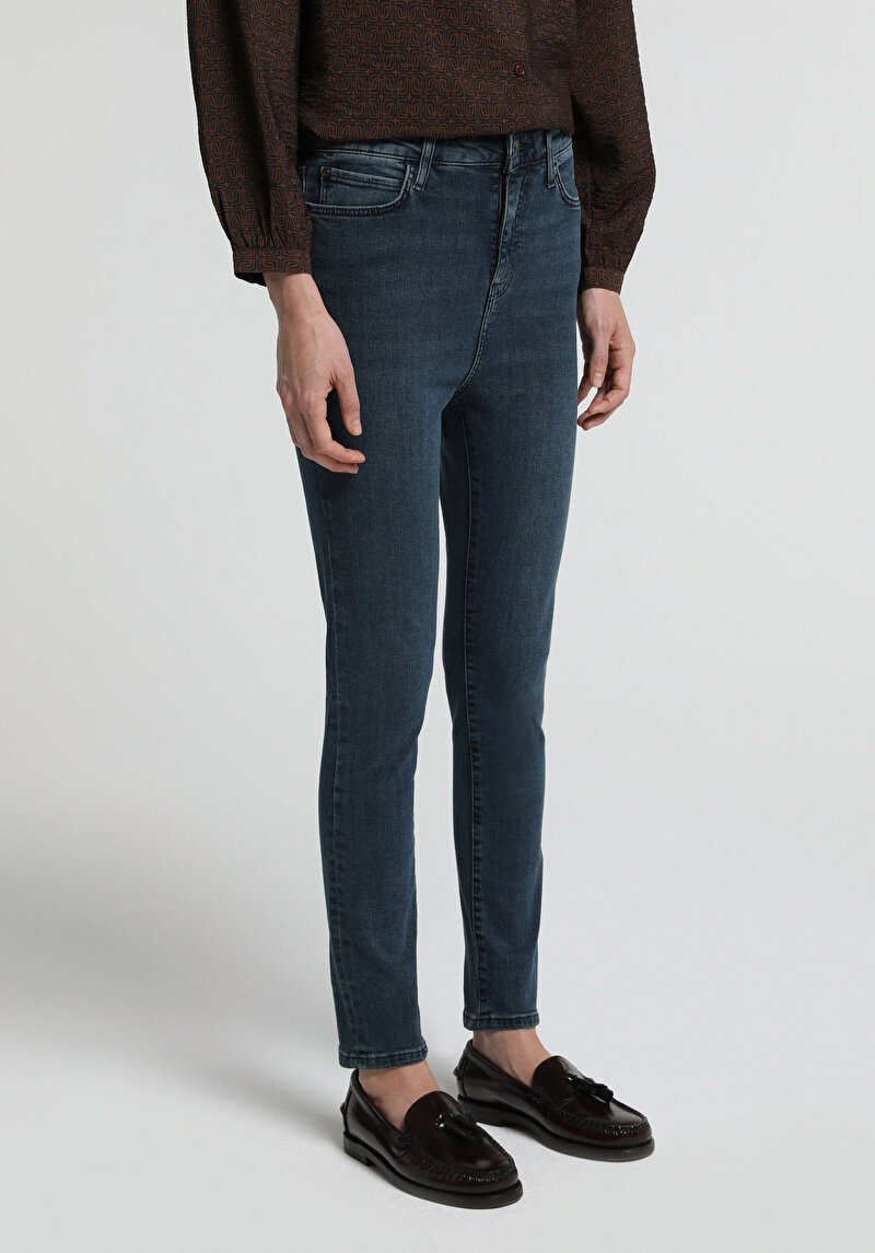 High Rise Super Skinny Fit Kadın Blue Black Denim Jean Pantolon