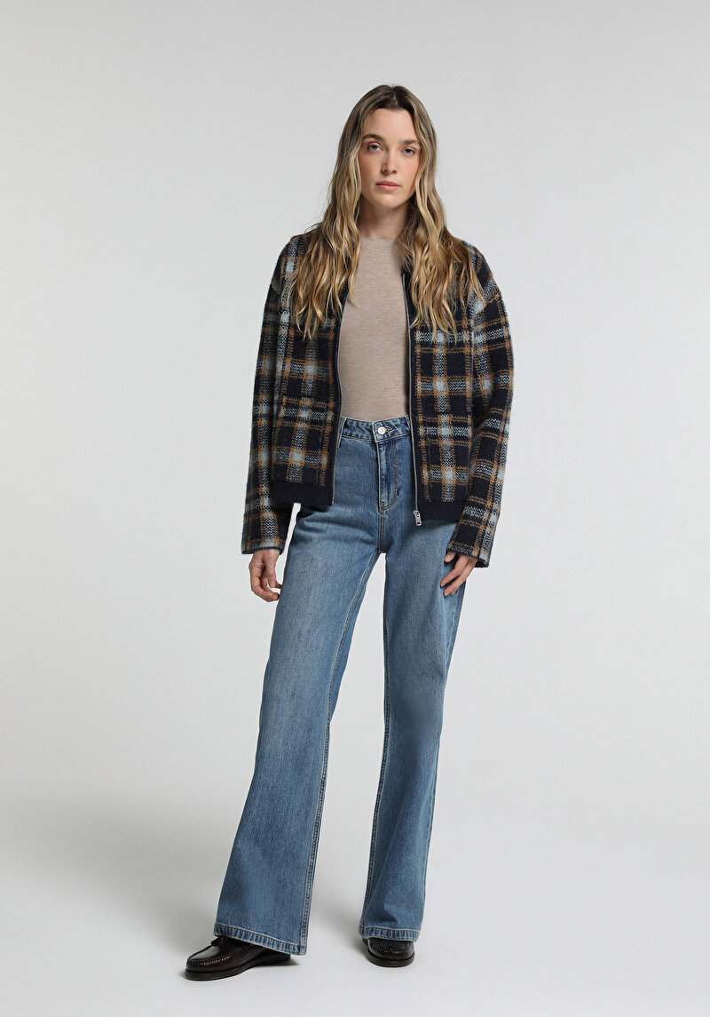 High Rise Super Flare Fit Kadın Light İndigo Denim Jean Pantolon