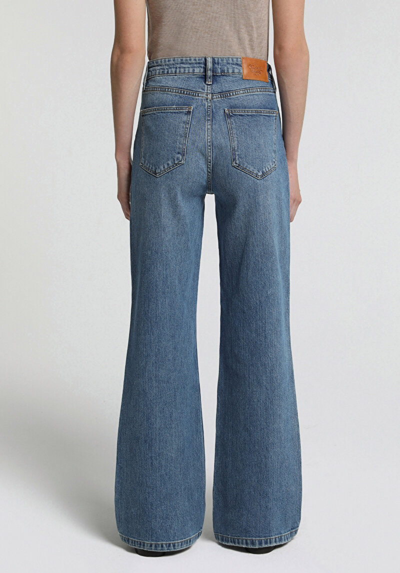 High Rise Super Flare Fit Kadın Light İndigo Denim Jean Pantolon