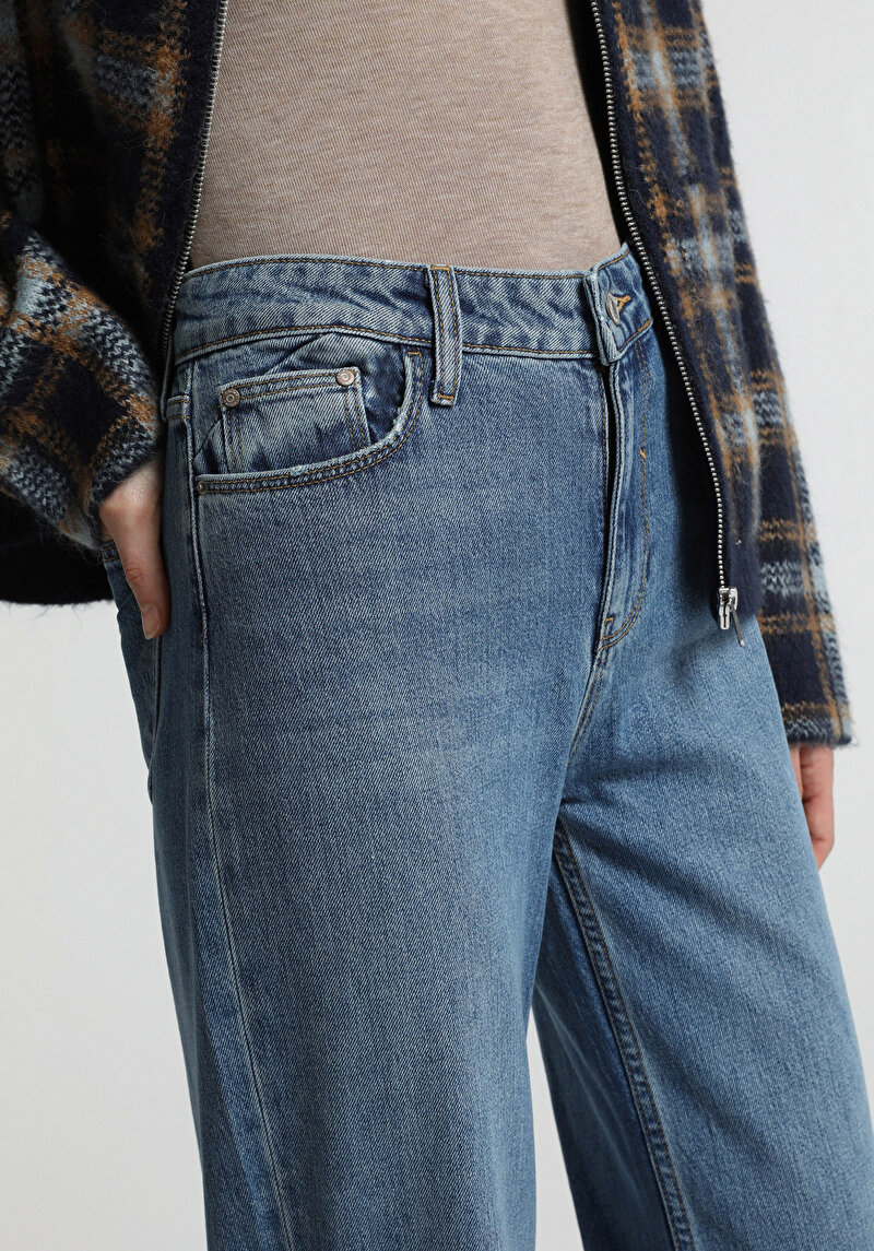 High Rise Super Flare Fit Kadın Light İndigo Denim Jean Pantolon