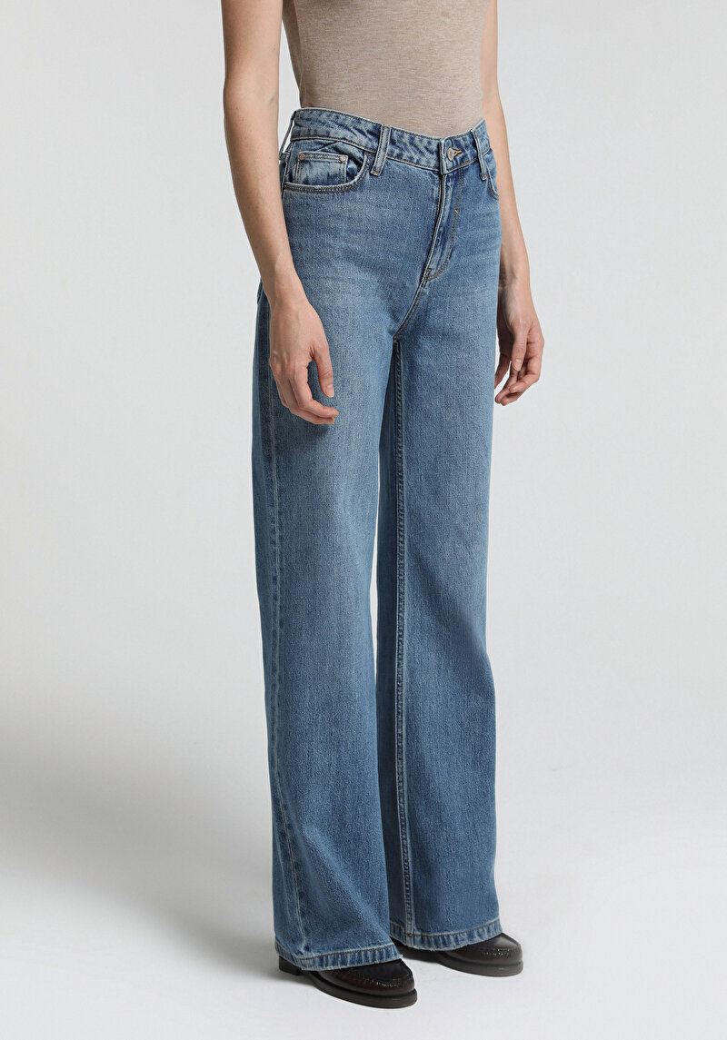 High Rise Super Flare Fit   Kadın Light İndigo Denim Jean Pantolon