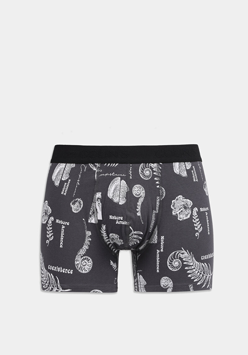 Standart Fit Baskılı Erkek Antrasit Boxer