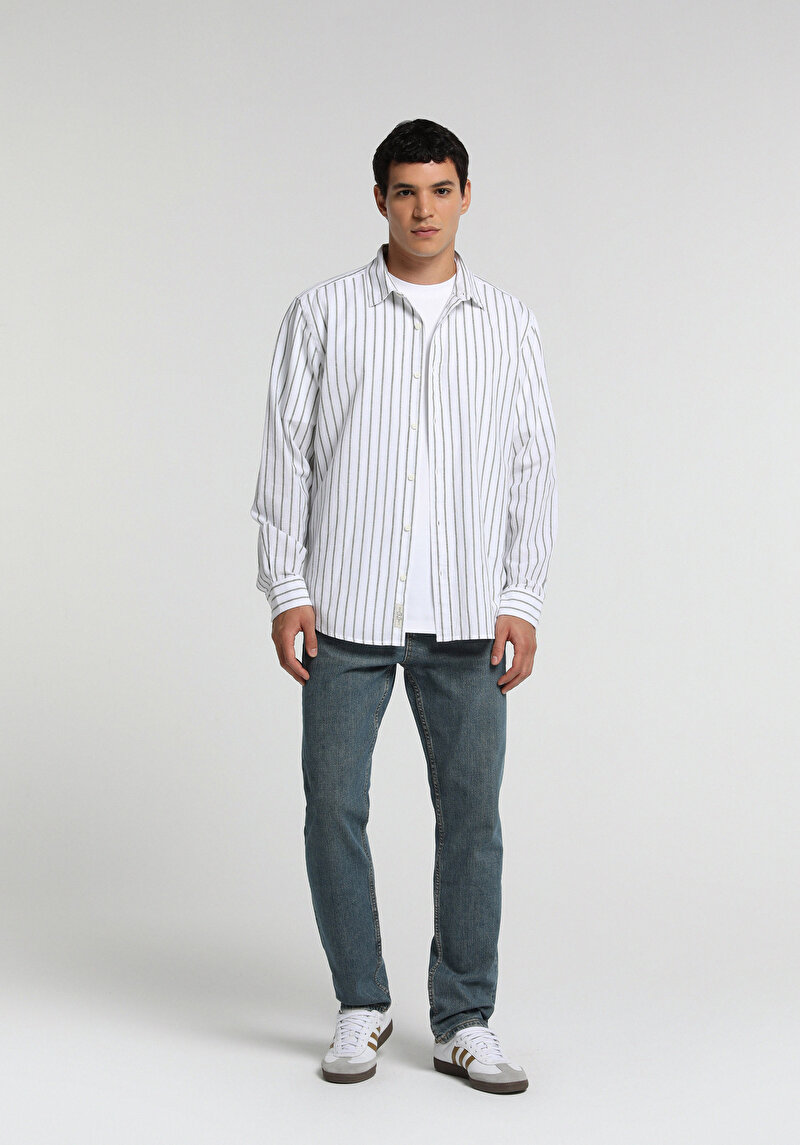 Straight Fit Erkek Mid İndigo Denim Jean Pantolon