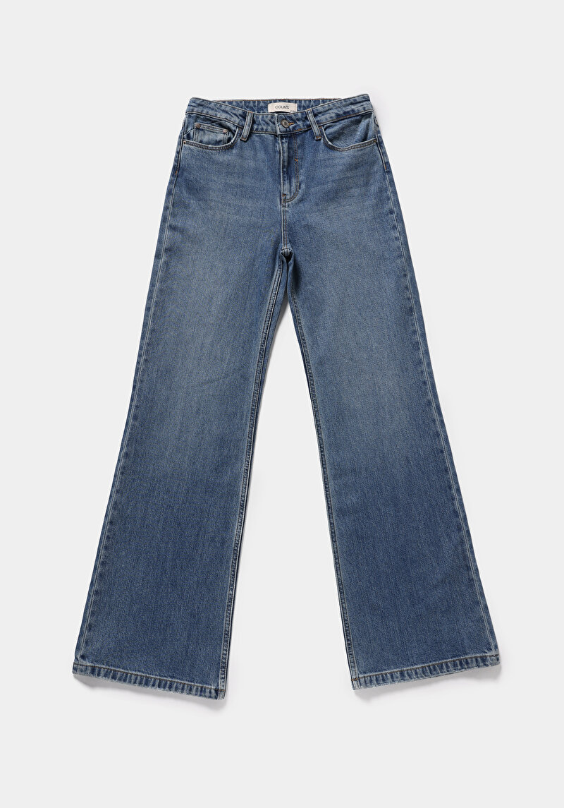 High Rise Super Flare Fit   Kadın Light İndigo Denim Jean Pantolon