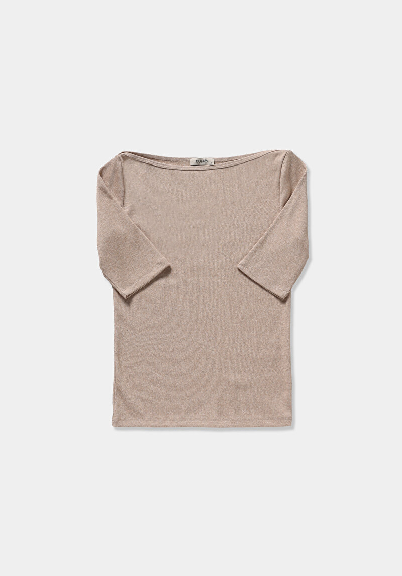 Slim Fit   Kadın Bej  Tişört